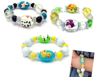 Kids Bracelets Beaded, Toddler Kids Bracelet Jewelry, Zoo Farm Animal Bracelet Gift For Kids, Birthday Christmas Gift, Set of 3 Bracelets