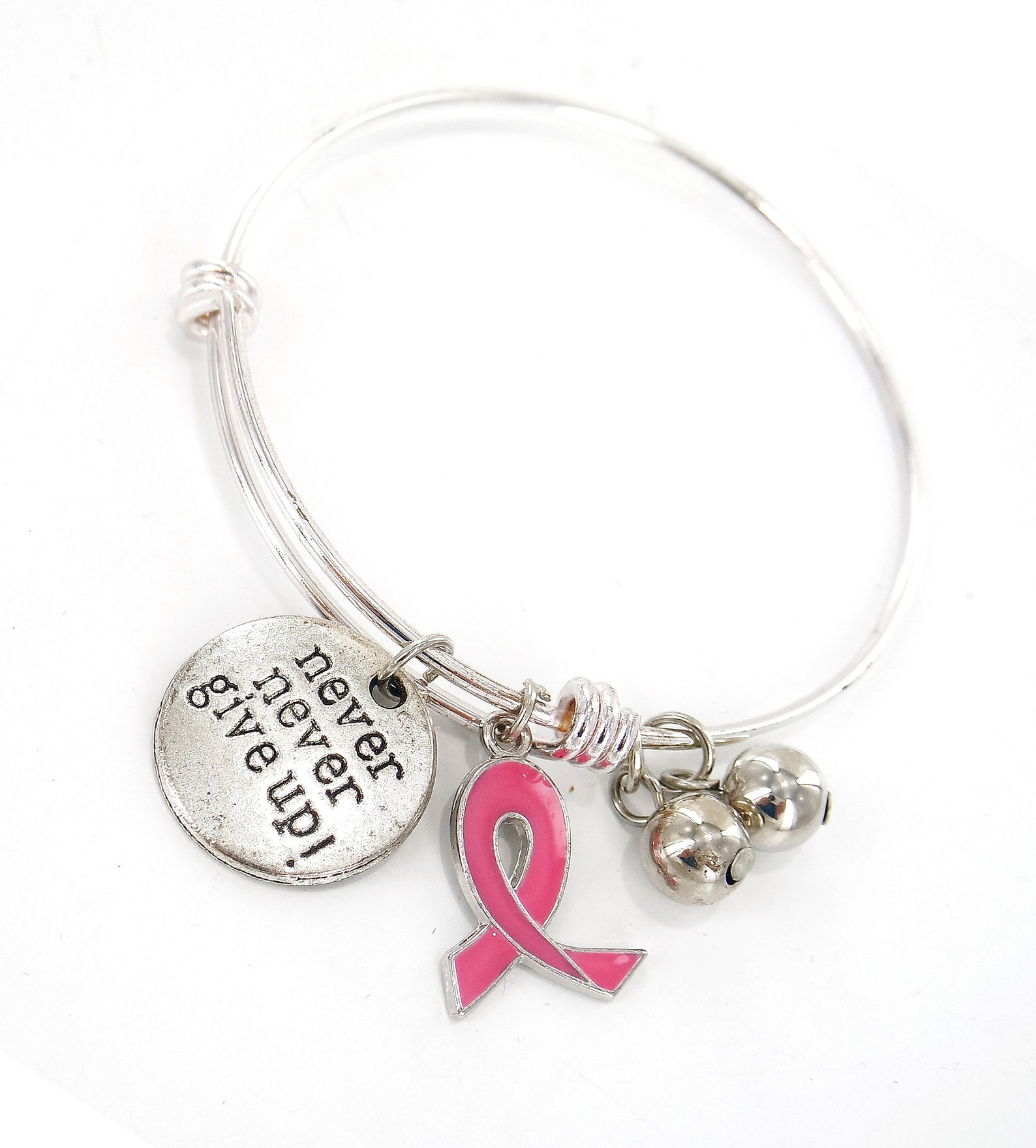 Pink Ribbon Charm - 925 Sterling Silver Cross Bead For DIY Bracelets, Fits Pandora & Similar Brands