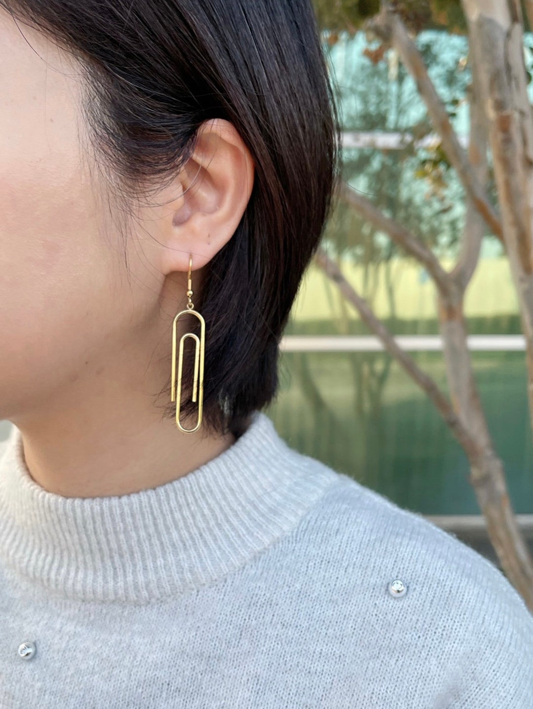 Paperclip Earrings, Chunky Earrings, Wire Dangle Earrings Stainless Steel  Drop Earrings Minimalist Earrings Art Gift for Her 1 Pair 