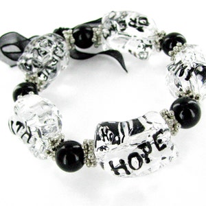 Message Bracelets For Women - Inspirational Bracelet Jewelry - Believe Dream Inspire Hope Faith Message Acrylic Beaded Stretch Bracelet
