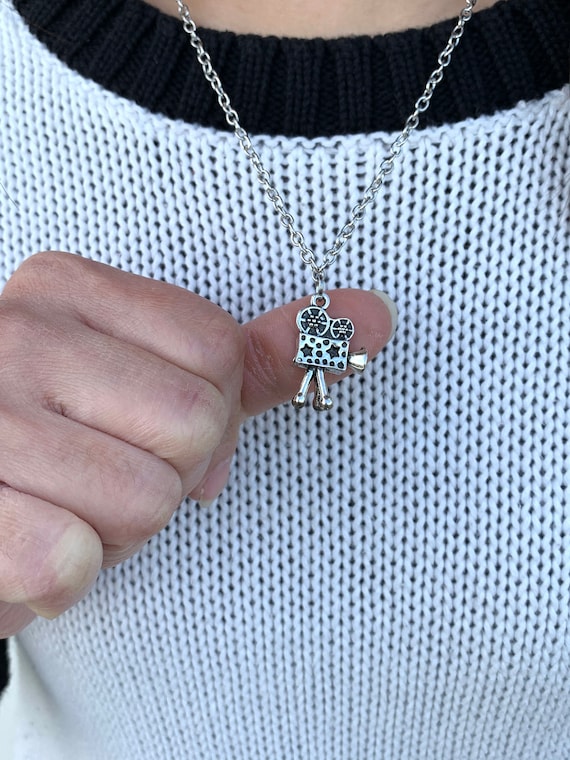 Silver Movie Camera Charm Necklace for Women, Birthday  Silver Filmmaker Charm Pendant main image 0
