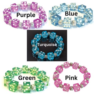 Dice Bracelet, Casino Game Jewelry, Bunco Gamble Accessories, Birthday Christmas Gift for Poker Bunco Crap Players, 6 Colors, 1 PC