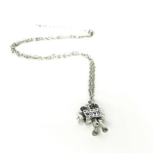 Movie Necklace For Women | Gift For Movie Watchers | Movie Jewelry | Film Camera Silver Pendant Necklace For Her