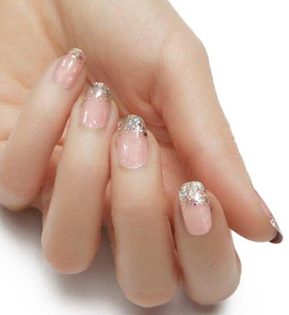 French tip with sparkles