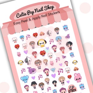BTS - Kpop|nail stickers| nail decals | kawaii nail art| cartoon |Anime nails| Kpop nails stickers| Junkook|kooky |