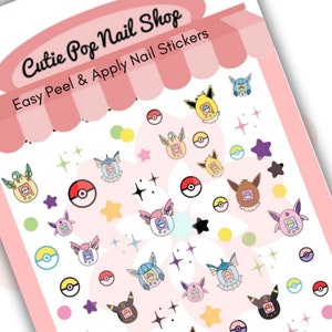 Digipet Eevolution Nail Stickers| anime nail stickers| kids nail decals| stocking stuffers| gifts for little girls| tamagotchi