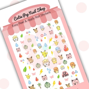 Elements|anime nail sticker|cartoons| pocket monsters |pika| kawaii nail decals|chibi nail art