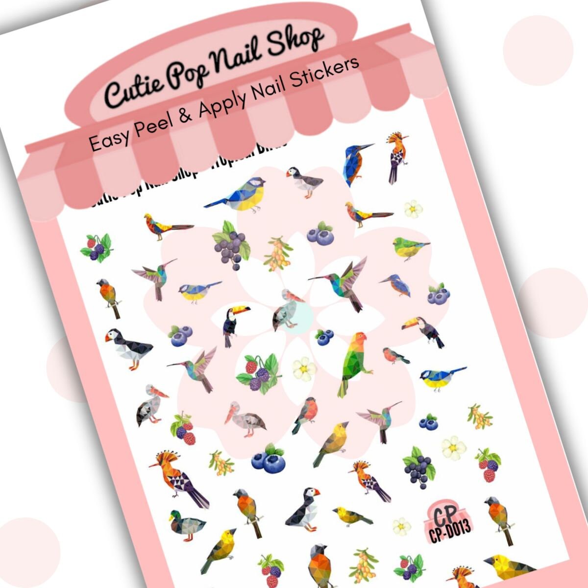Bird & Berry Nail Stickers | Over 50 Self-Adhesive Designs | Easy DIY Nail Art| Kid nails| Journaling Sticker| Tropical birds | bird lover