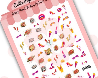 Feminist Nail Art Stickers: Retro Empowerment Decals