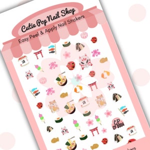 Nihon Japanese nail decal| sakura nail sticker| sushi| dango| anime nail decal| anime nail sticker| kawaii nail slide| kitsune mask sticker