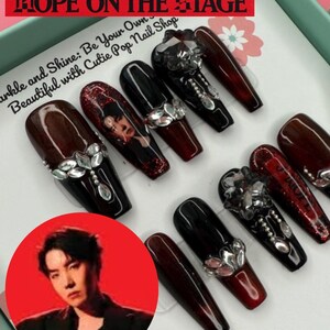 J-Hope BTS Concert Press-On Nails | K-Pop Inspired Custom Nail Set | Hyung Line BTS Fan Gift | Made to Order| Reusable Fake Nails |