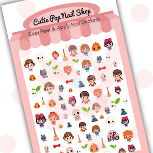 Classic cartoon nail sticker| anime nail stickers| kawaii nail art| anime studio nails| Kiki| delivery service| Mononoke nails|