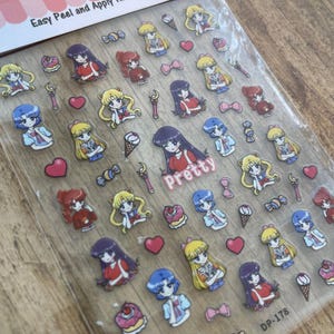 Pretty Guardian | Kawaii nail stickers| Self-adhesive| Cute girl| Sailormoon| Anime | kid nail sticker| cartoon