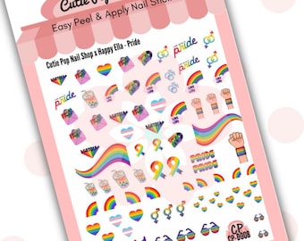Nail art fierté | Décalcomanies à ongles arc-en-ciel| LGBT| Nail art homosexuel | Sticker drapeau arc-en-ciel| Art d'ongles | inclus| sexe| Décorations d'ongles kawaii |