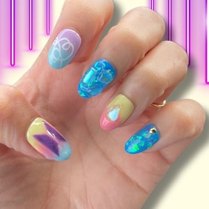 BTS press-on nails| Jungkook nails | kawaii ombre nails| Fake Nails| korean nails| Kpop| army| BTS Merch| Pink Purple nails