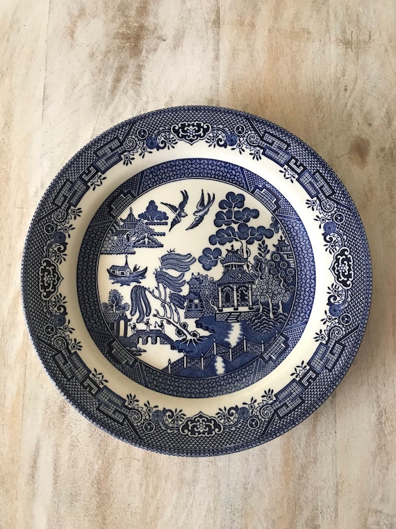 Churchill Blue Willow Pattern Dinner Plate / England Etsy