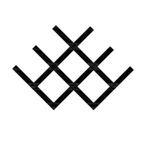 May include: A black and white geometric design with a repeating pattern of intersecting lines forming squares and triangles.