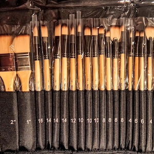 NicPro 26 pezzi Set di pennelli professionali con custodia da viaggio per acrilico, olio e acquerello