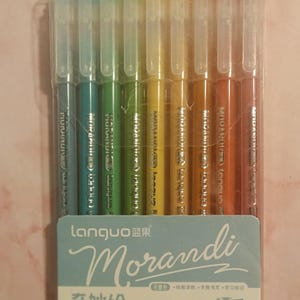 9pcs Languo Art Pens Smooth Ink Gel &quot;Morandi-Rainbow&quot; Color Style Fine Tip Anime 0.5mm