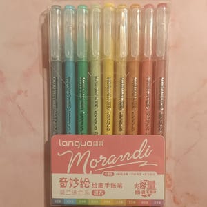 9pcs Languo Art Pens Smooth Ink Gel &quot;Morandi-Pastel Rainbow&quot; Color Style Fine Tip Anime 0.5mm