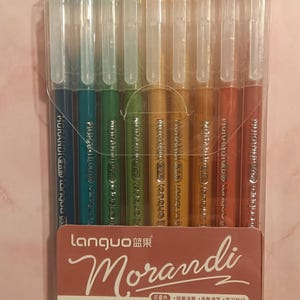 9pcs Languo Art Pens Smooth Ink Gel &quot;Morandi-Dark Rainbow&quot; Color Style Fine Tip Anime 0.5mm