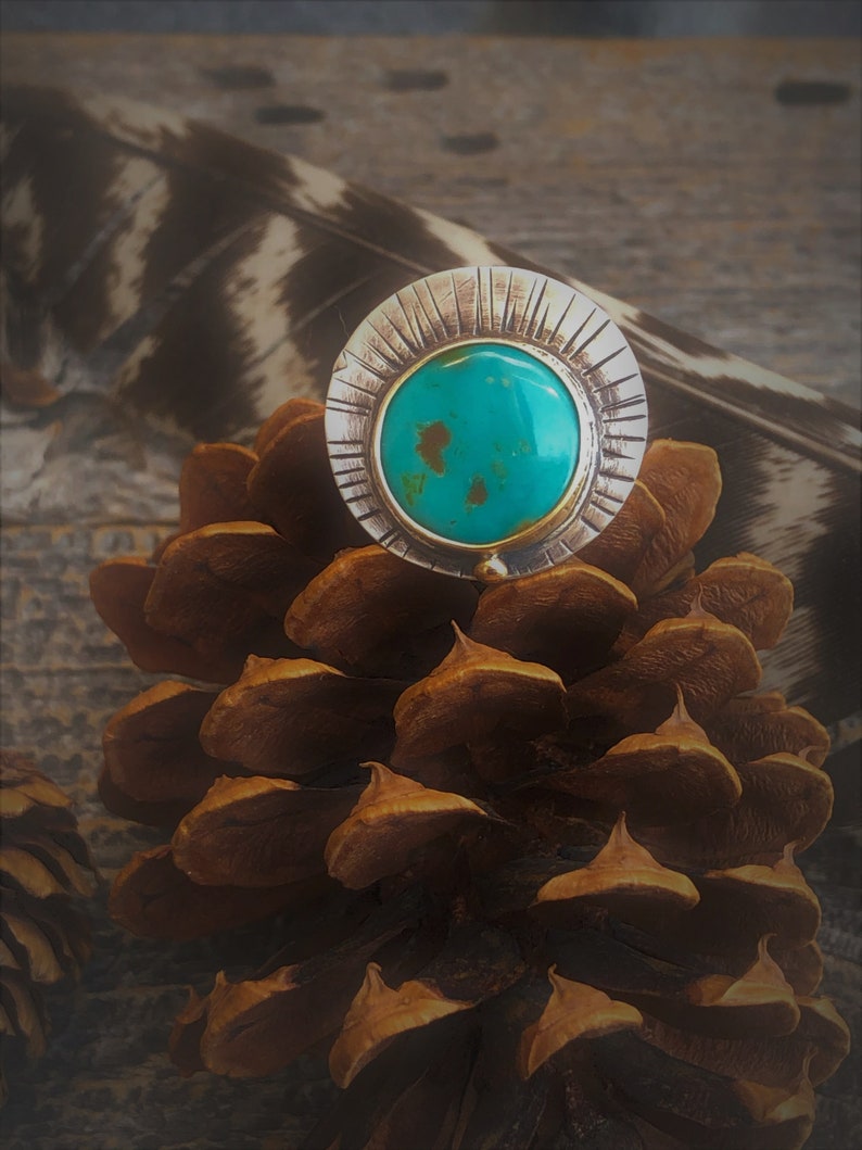 Turquoise Mountain Statement Ring Mixed Metal