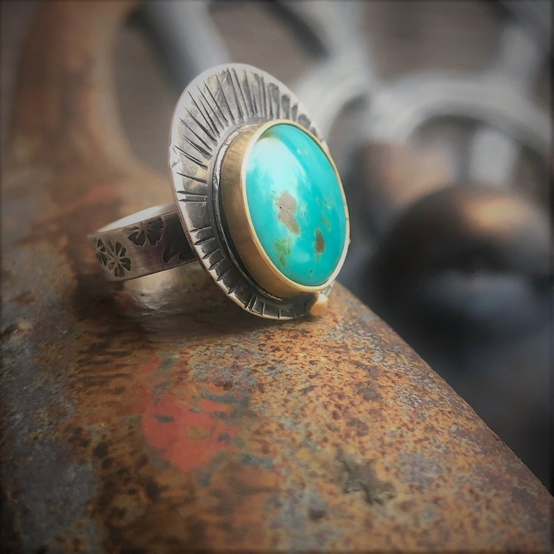 Turquoise Mountain Statement Ring Mixed Metal