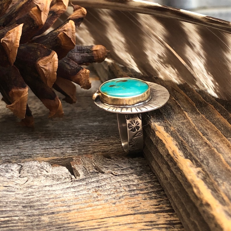 Turquoise Mountain Statement Ring Mixed Metal