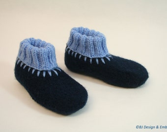 Washable Felt Slippers with leather soles to ORDER, sizes EU 25 - 30 (kids, 2 - 6yrs approx.)