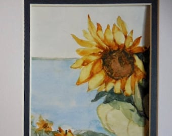 Sunflower watercolor, original watercolor, original painting,