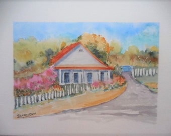 Country Cottage , original watercolor, country paintings