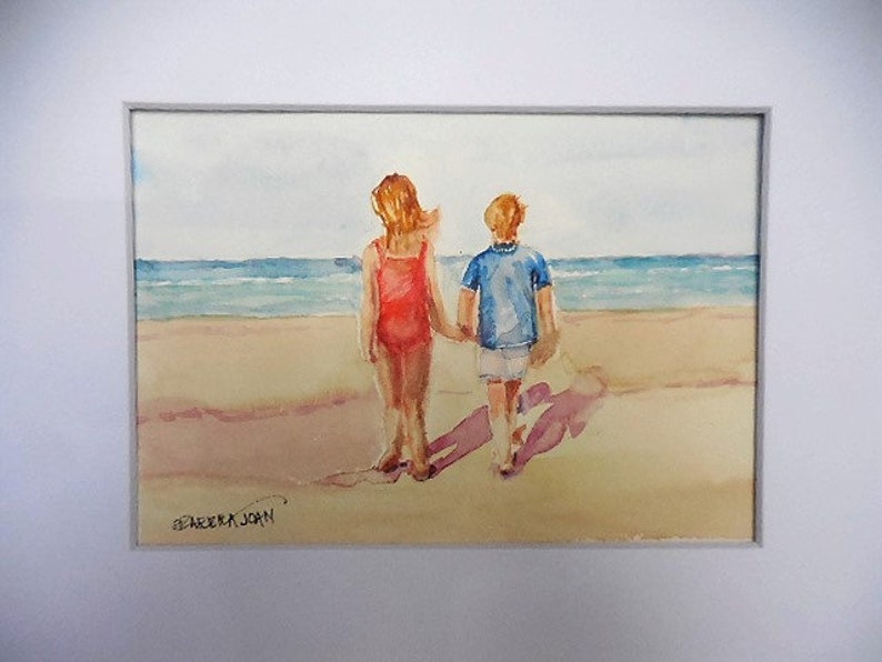 Beach painting, watercolor, original watercolor, 'Beach Buds' image 2