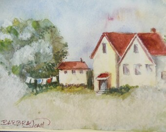 Original Watercolor, country watercolor, country scene