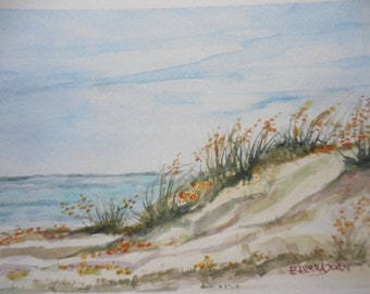 Beach painting, original watercolor,  Tropical scene,