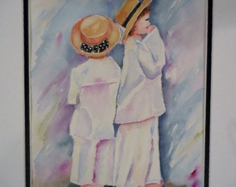 Watercolor Children, original watercolor ,