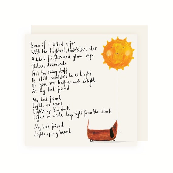 Sausage Dog / Dachshund Best Friend Poem Card Etsy