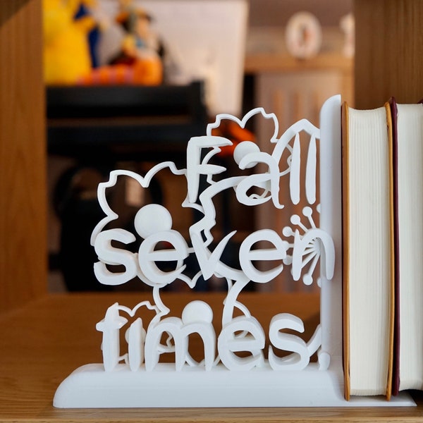 Decorative Lightweight Bookends - Cherry Blossom - Japanese Proverb  - 3D Printed (Fall seven times, stand up eight)