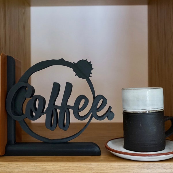 Decorative Lightweight Bookends - But first, Coffee - 3D Printed