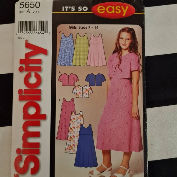 Simplicity Children's Dress, Top and Jacket Pattern 5650.