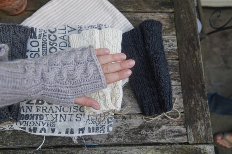 Cableknit Hand Warmers Neutrals Collection Fingerless Etsy