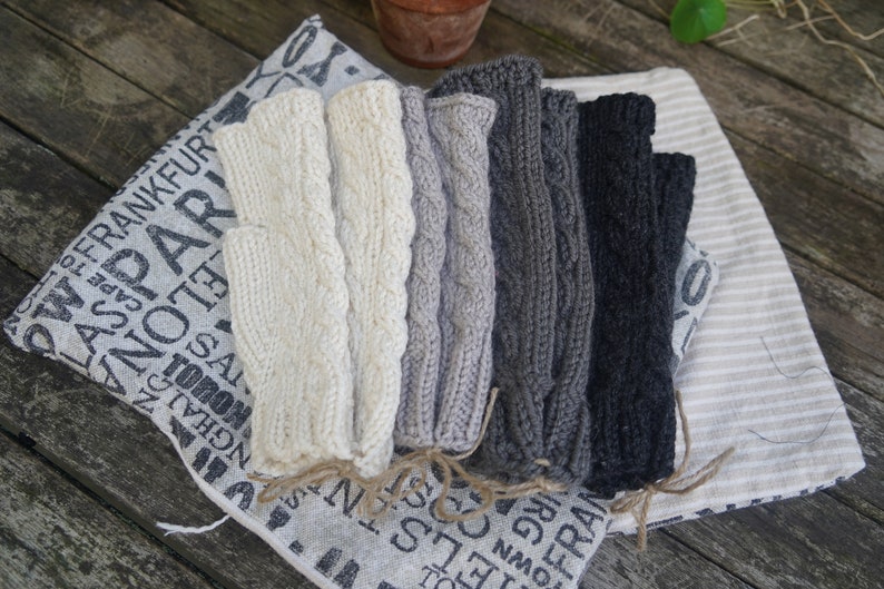Cableknit Hand Warmers Neutrals Collection Fingerless Etsy