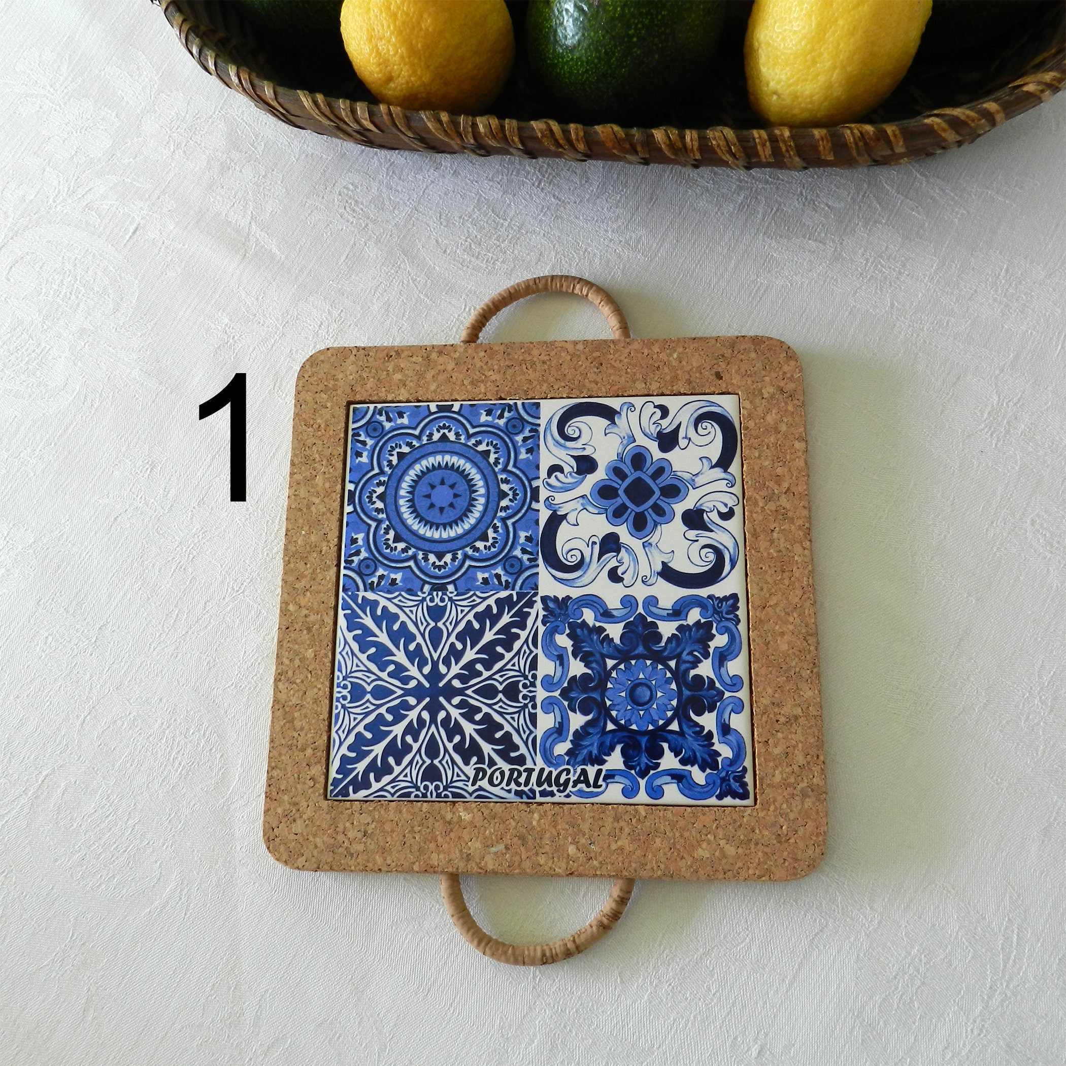Traditional Portuguese Ceramic Tile Trivet With Handles Etsy