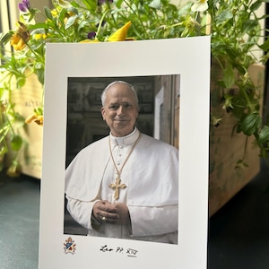 Impressão de arte religiosa do Papa Leão em formato de cartão postal