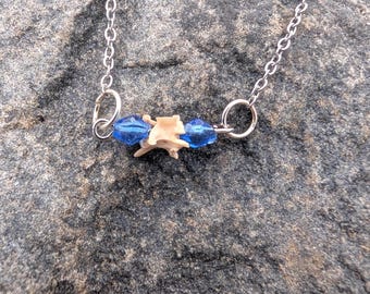 Blue Crystal and Snake Vertebrae Anklet