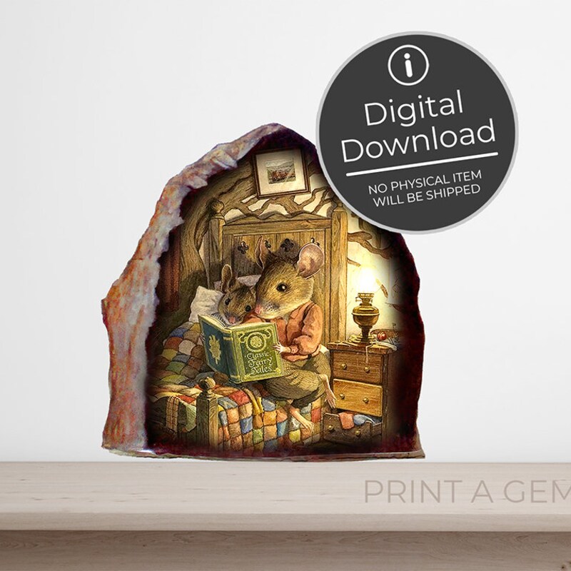 Mouse Reading Wall Decal – 3D Book In Hole Vinyl Sticker, Whimsical Room Decor, Easy Peel & Stick - View #5