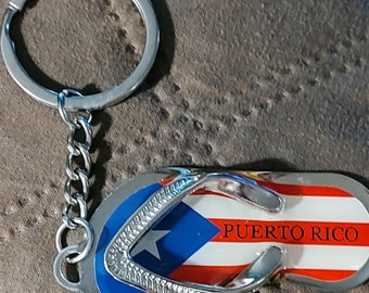 Puerto Rico Flag Flip Flop Key Ring or Earrings,native Island Puerto Rico, free shipping and gift bag.