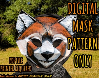 Red Panda Low Poly Mask Pattern for Cardboard or EVA Foam
