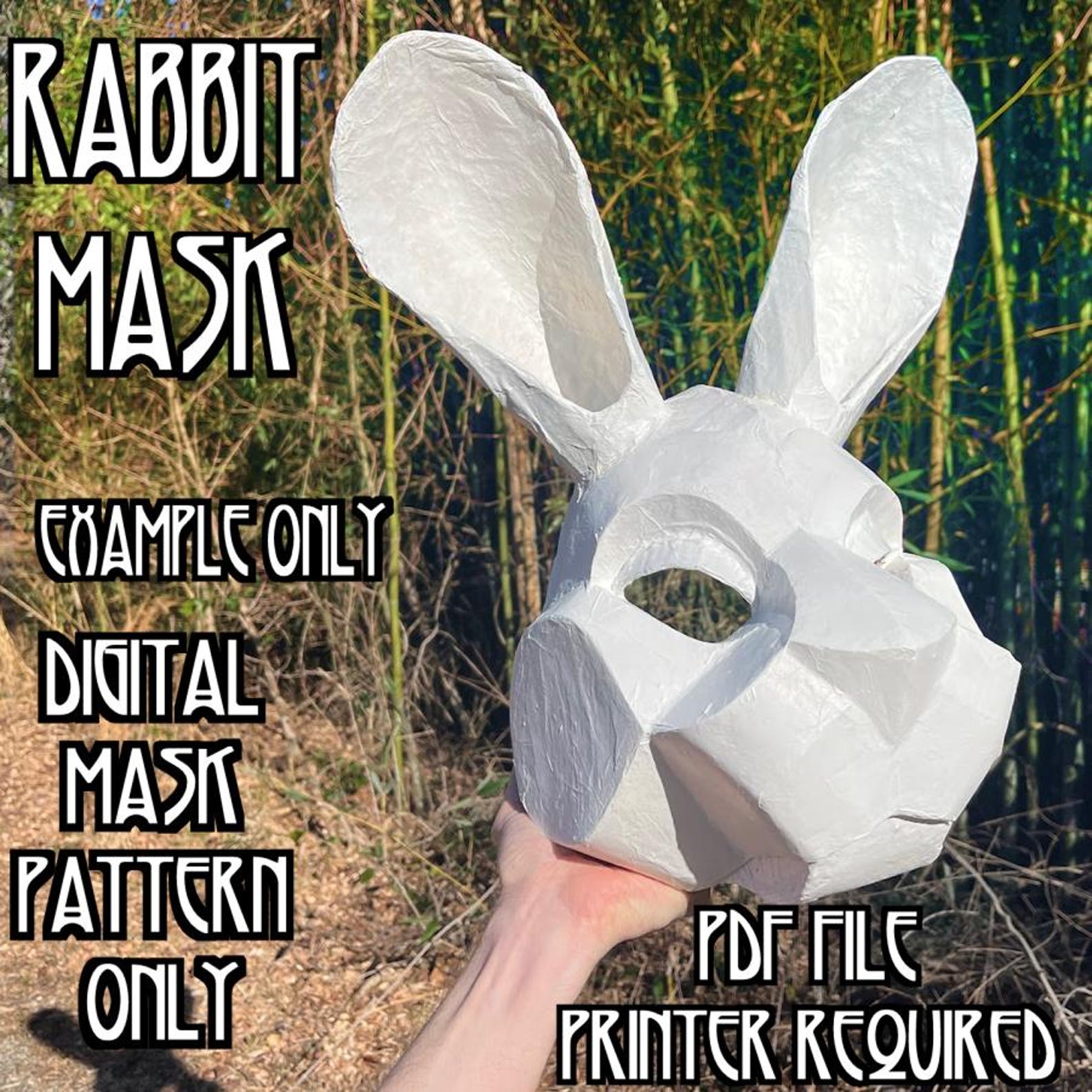 3d Rabbit Mask Pattern Rabbit Low-poly Mask Pattern - Etsy