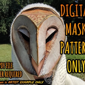 Schleiereule Low Poly Mask Pattern für Karton oder EVA Foam