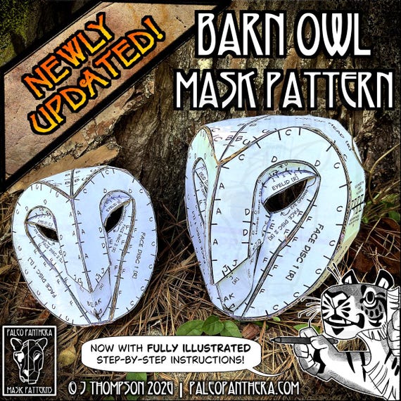 Barn Owl Low Poly Mask Pattern for Cardboard or EVA Foam